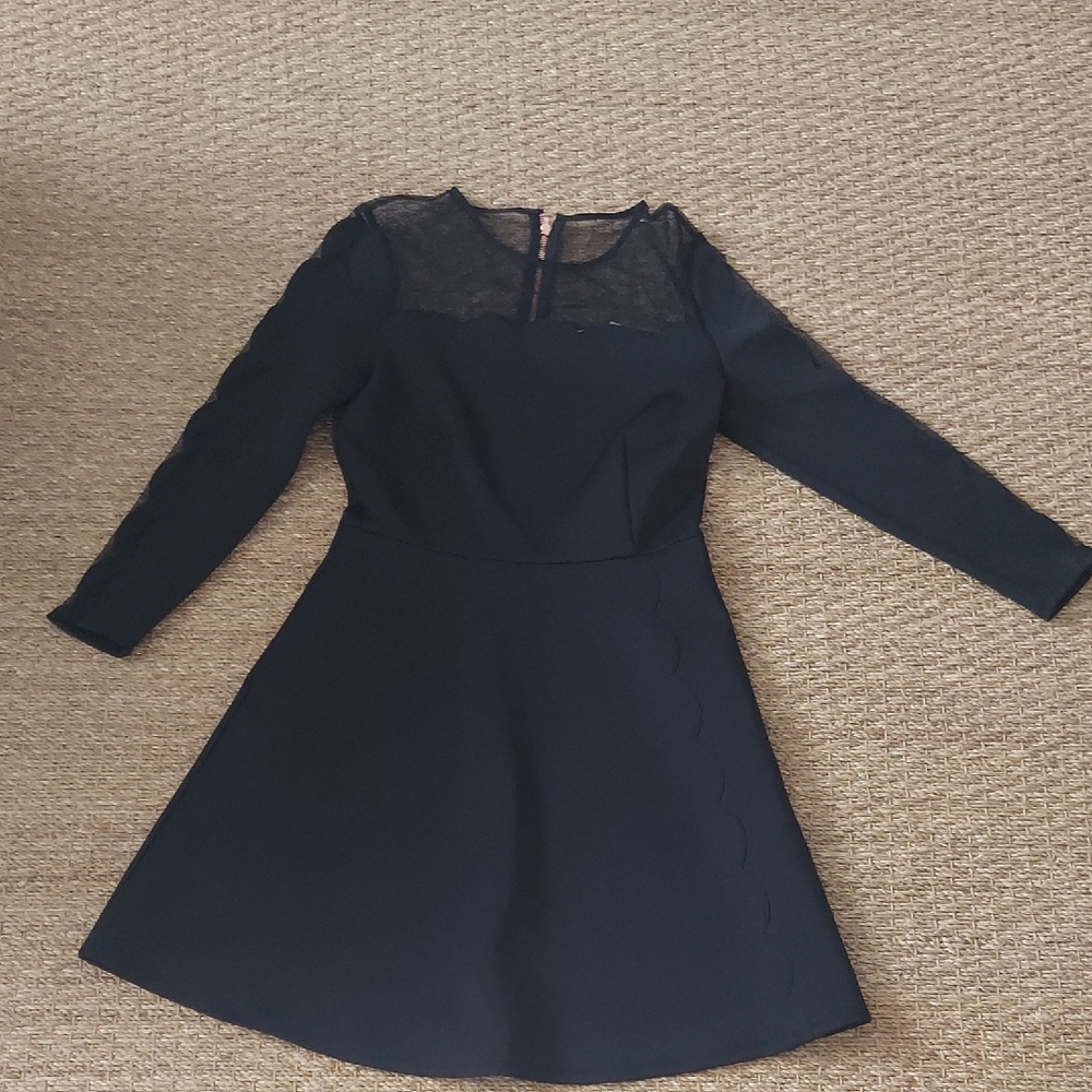 Ted Baker Navy Long Sleeve Dress with Lace